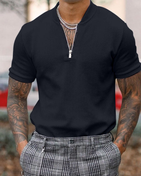 Men's Full Size Baseball Collar Solid Polo Plus Size - Opulent Empire