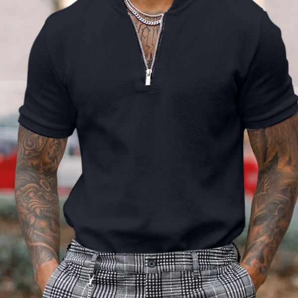 Men's Full Size Baseball Collar Solid Polo Plus Size - Opulent Empire