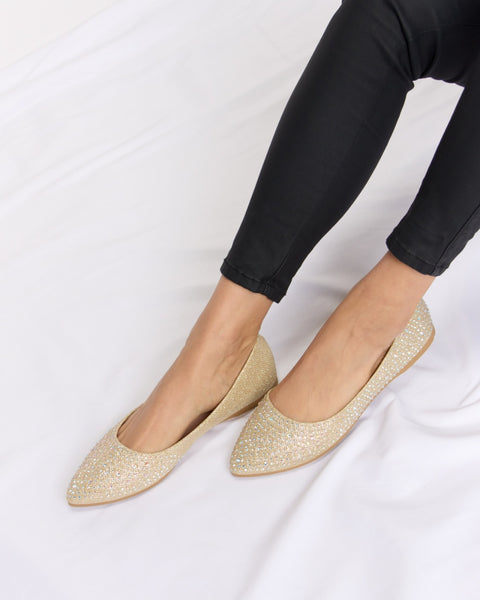 Forever Link Rhinestone Point Toe Flat Slip-Ons - Opulent Empire