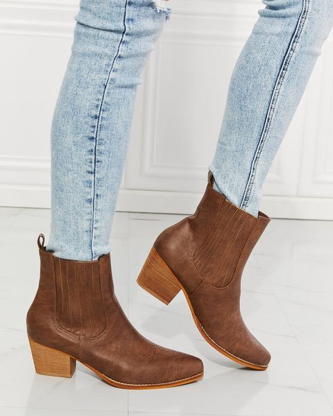 MMShoes Love the Journey Stacked Heel Chelsea Boot in Chestnut - Opulent Empire
