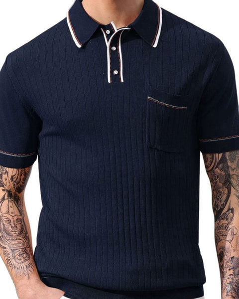 Men's Plus Size Button Detail Short Sleeve Polo - Opulent Empire