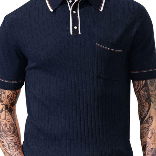 Men's Plus Size Button Detail Short Sleeve Polo - Opulent Empire