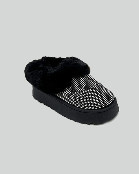 WILD DIVA Embellished Faux Fur Platform Booties - Opulent Empire