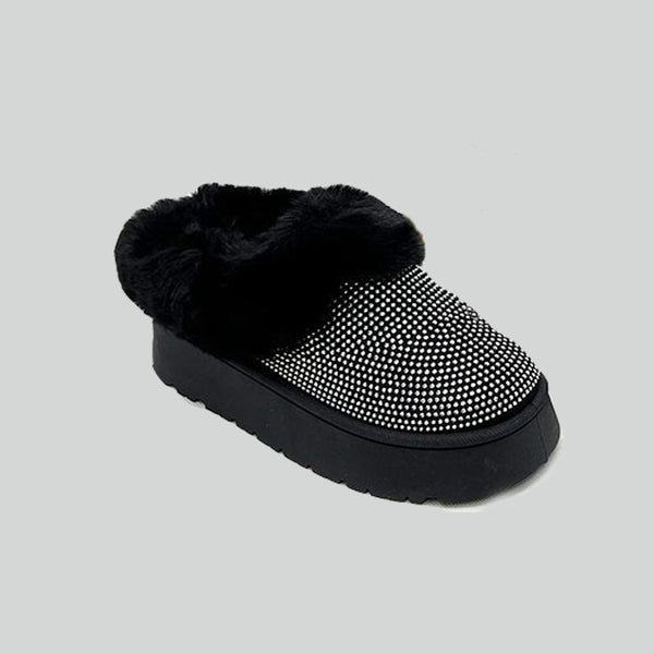 WILD DIVA Embellished Faux Fur Platform Booties - Opulent Empire