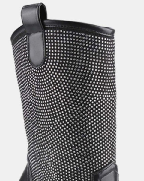 Weeboo Chunky Heel Rhinestone Western Cowboy Boots - Opulent Empire