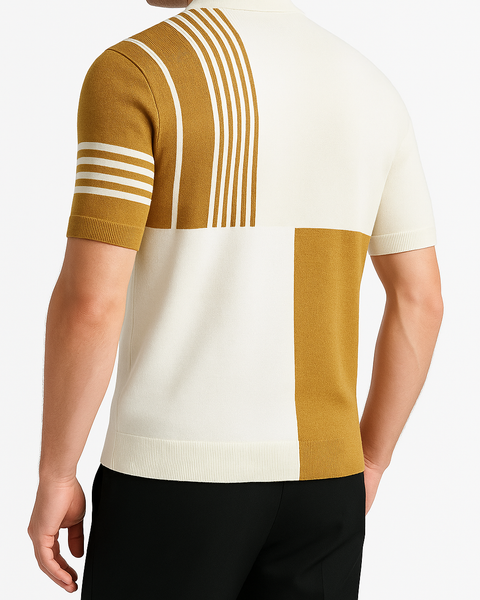 Men's Plus Size Color Block Short Sleeve Polo - Opulent Empire