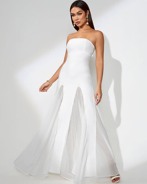 Colored Solid Mesh Lace Dress