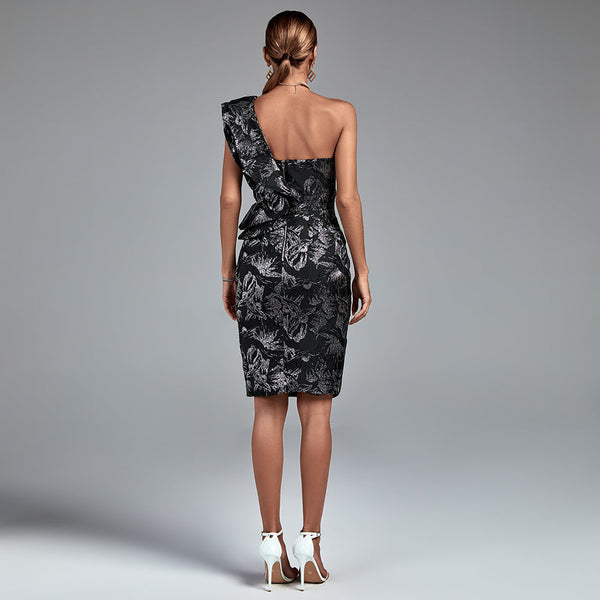 Sleeveless off-shoulder bodycon dress with ruffles for a chic and trendy look