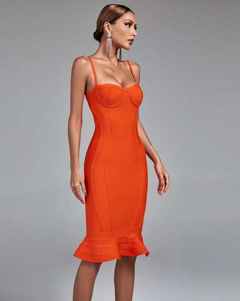 Strappy Fishtail Over Knee Bandage Dress - Opulent Empire