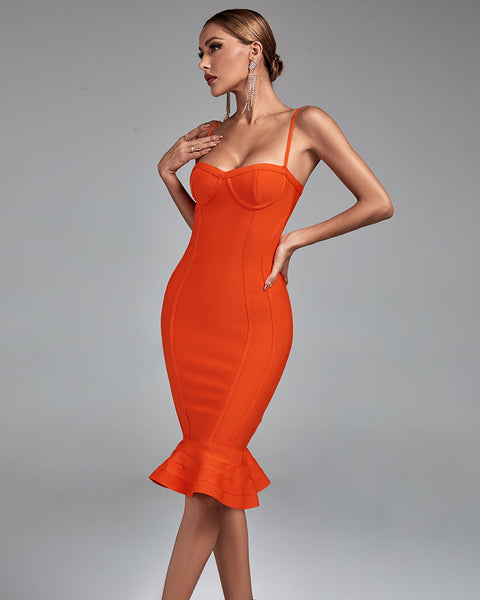 Strappy Fishtail Over Knee Bandage Dress - Opulent Empire