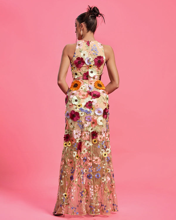 Maraya Floral Applique Maxi Dress