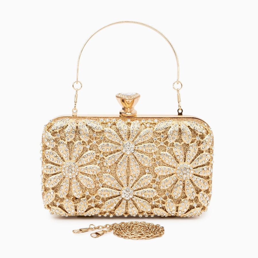 Flower Rhinestones Clutch Bag - Opulent Empire