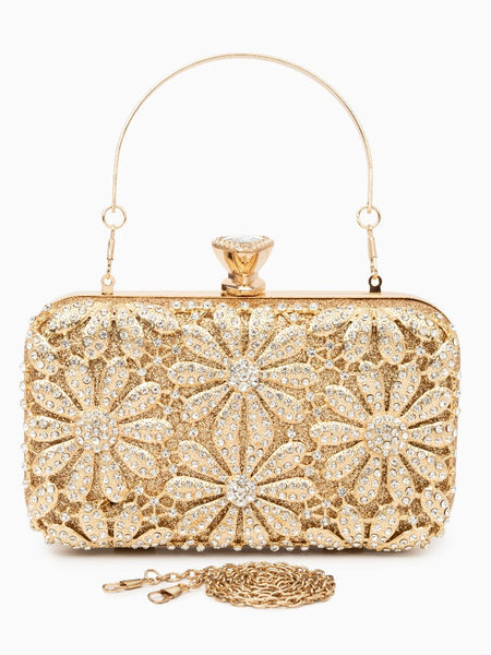 Flower Rhinestones Clutch Bag - Opulent Empire