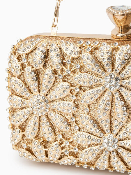 Flower Rhinestones Clutch Bag - Opulent Empire