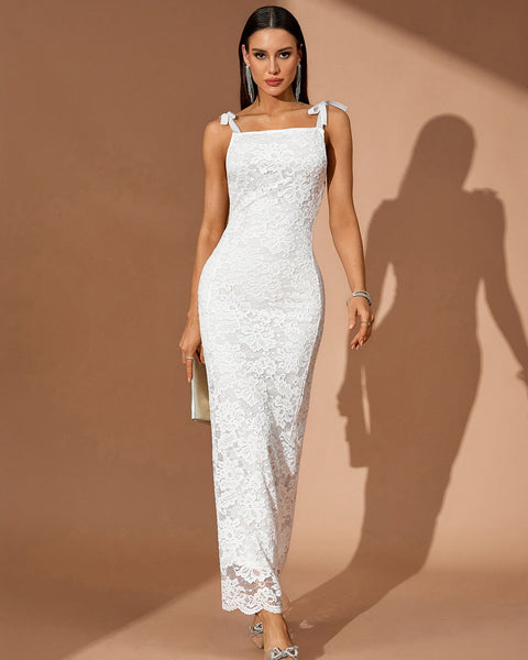 Lace Trim Straps Casual Maxi Dress