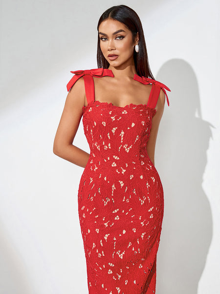 Embroidered floral dress with thin straps and cut-out details for an elegant look