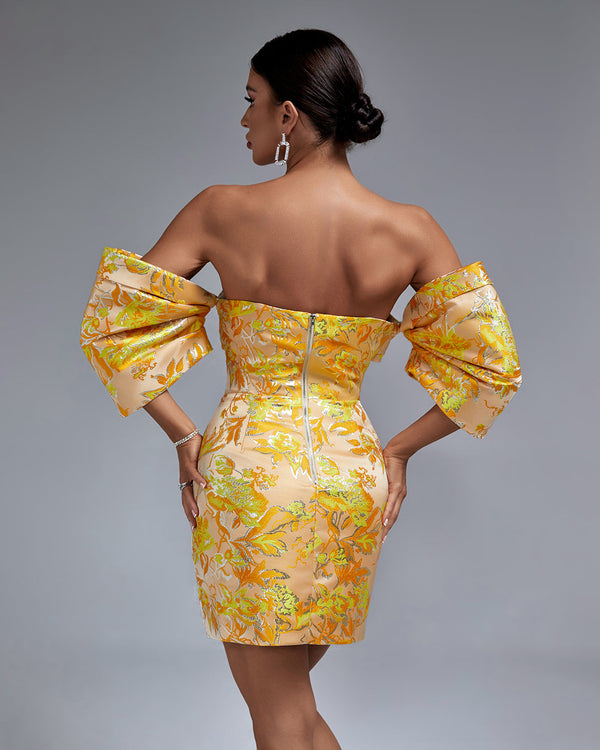 Mini Floral Dress Off-Shoulder Elegant and Trendy