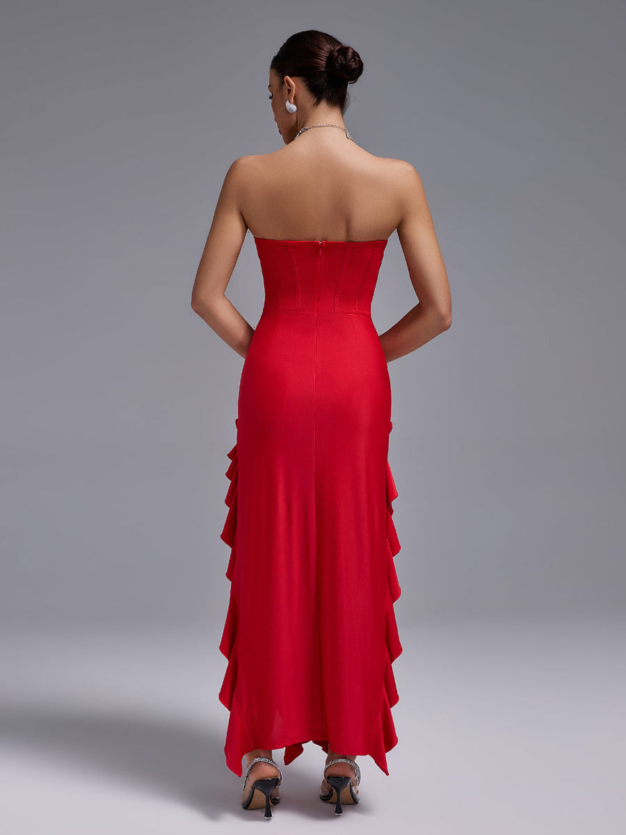 Open Back Lace Bustier Maxi Dress