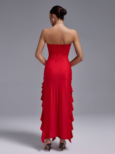 Open Back Lace Bustier Maxi Dress