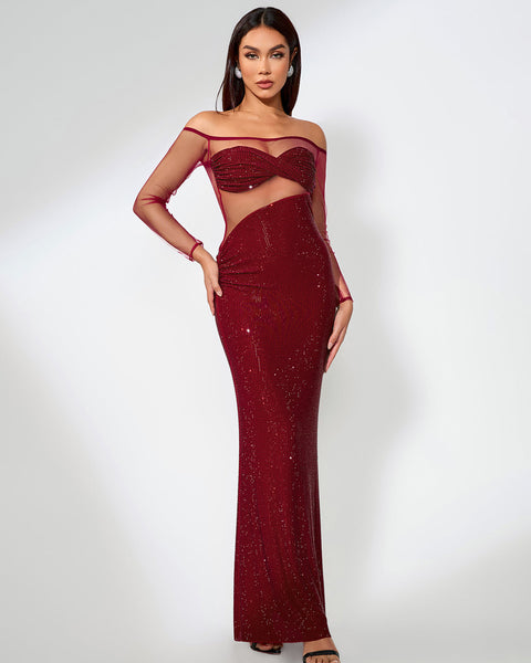 Asymmetrical Mesh Dress with Rhinestones for a Elegant and Trendy Look