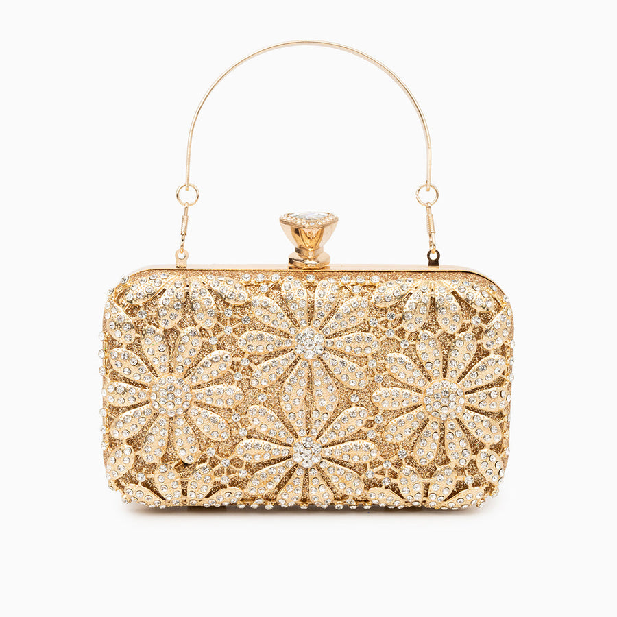 Flower Rhinestones Clutch Bag - Opulent Empire