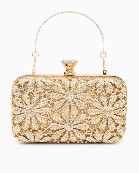 Flower Rhinestones Clutch Bag - Opulent Empire