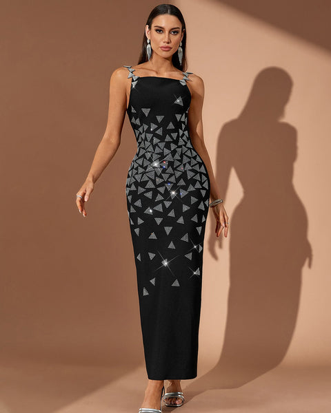 Crystal Triangle Embellished Bandage Dress