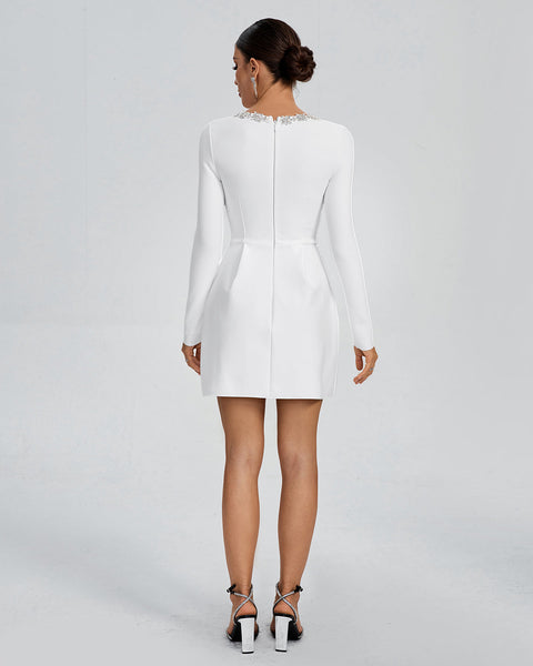 Kalystra™ | Square Neck Crystal Rhinestone Dress - Opulent Empire