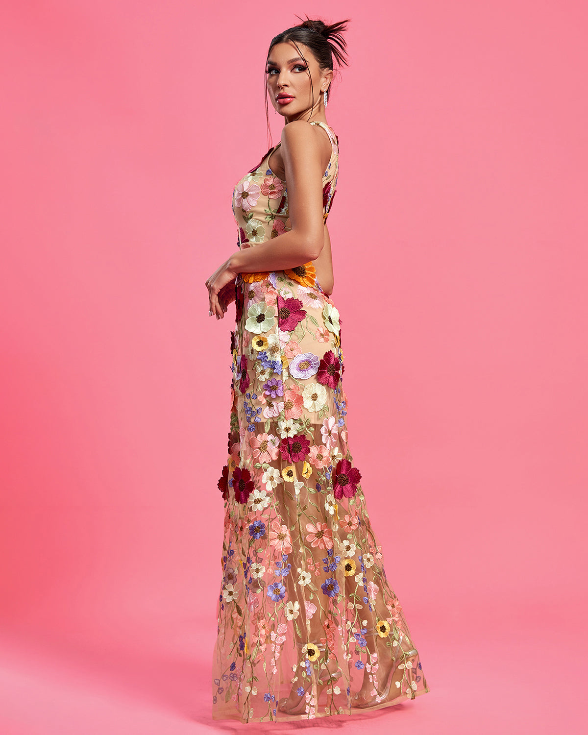 Maraya Floral Applique Maxi Dress