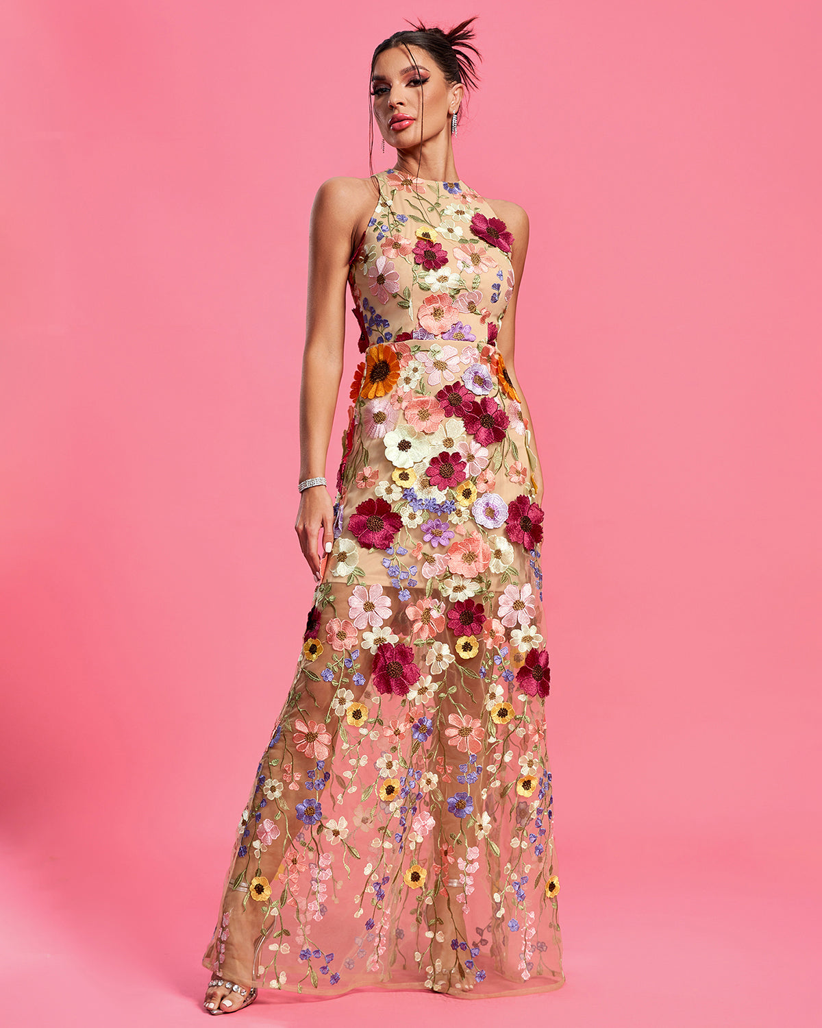 Maraya Floral Applique Maxi Dress