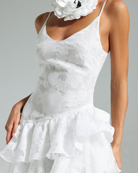 Strappy Tiered Lace Vintage Maxi Dress