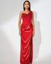 Elegant High-Slit Pearl Asymmetrical Maxidress