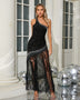 One Shoulder Sleeveless Lace Splicing Maxi Dress KLYF1302