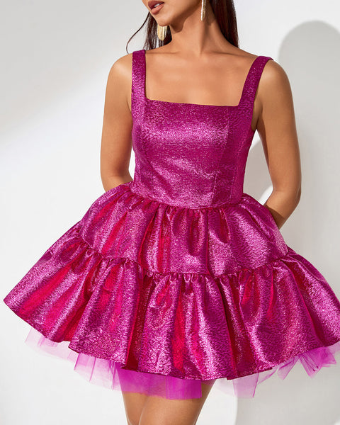 Ruffled Hemline Bouffant Mini Dress - Elegant & Playful Style for Any Occasion