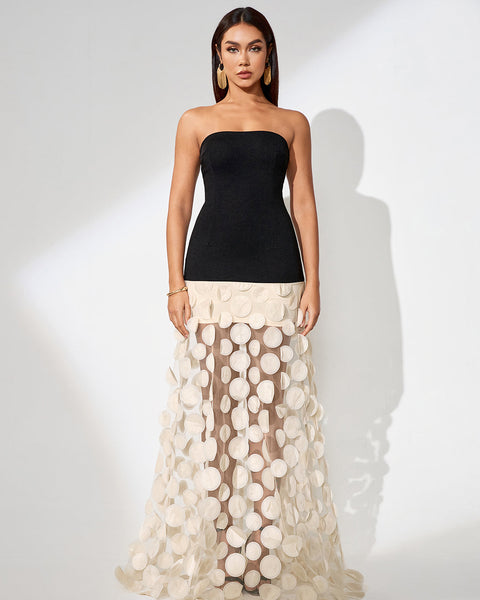 Elegant Polka Dot Spliced Maxi Dress for a Chic and Sophisticated Look