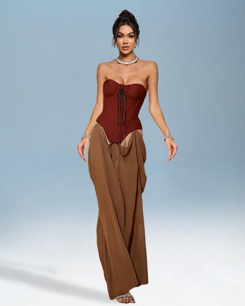 Two-Tone Open Cut Dress for Explanation