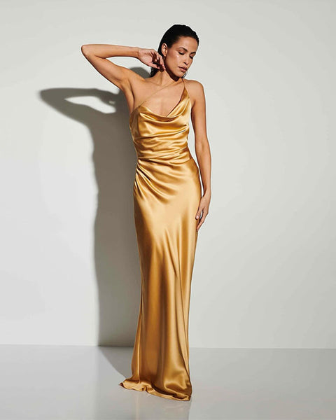 Elegant One-Shoulder Sleeveless Maxi Dress KLYS020 for a Chic and Stylish Look