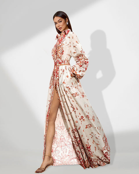 Elegance in the Waves: Marine Benthos Printing Vacation Dress