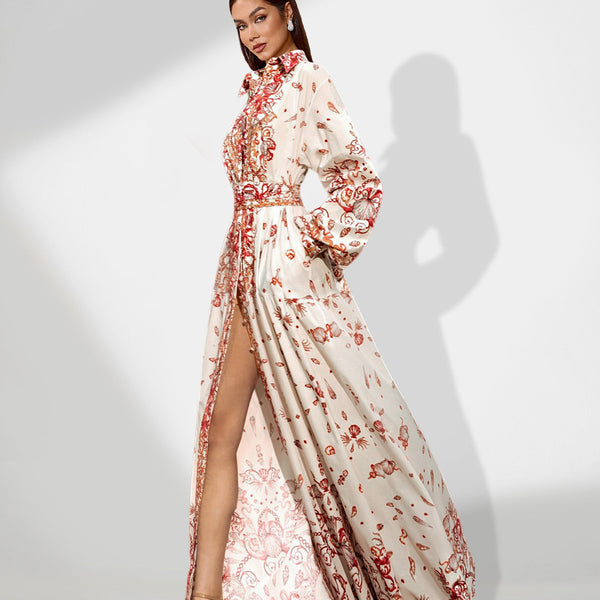 Elegance in the Waves: Marine Benthos Printing Vacation Dress