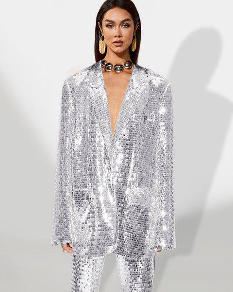 Elegant mesh costume with sparkling sequins