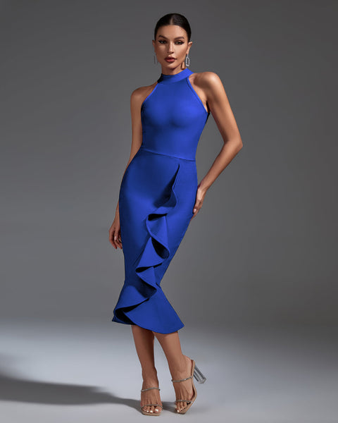 Chic Ruffled Midi Bandage Dress for a Flawless Look - Opulent Empire