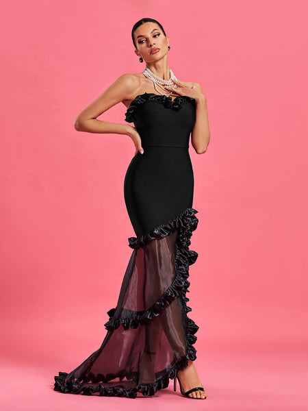 Elegant Ruched Bustier Bandage Mermaid Maxi Dress for a Stunning Look