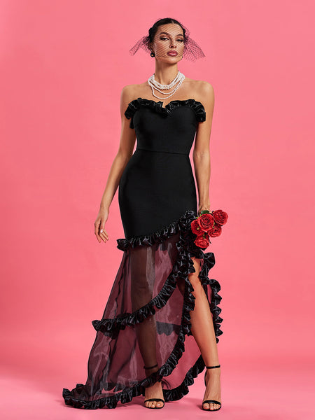 Elegant Ruched Bustier Bandage Mermaid Maxi Dress for a Stunning Look