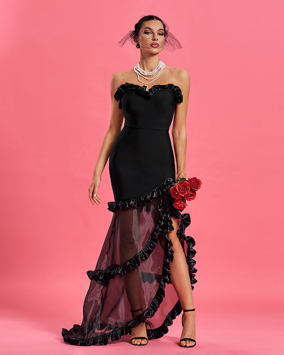 Elegant Ruched Bustier Bandage Mermaid Maxi Dress for a Stunning Look