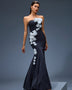 Elegant Strapless 3D Floral Mermaid Maxi Dress for a Stunning Look