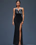 Elegant Strapless Feather Maxi Dress with High Slit for a Dazzling Look