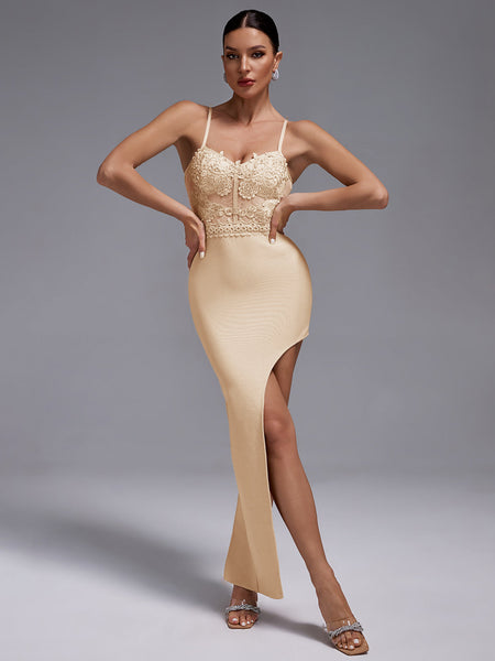 Strappy Asymmetric Bandage Lace Dress