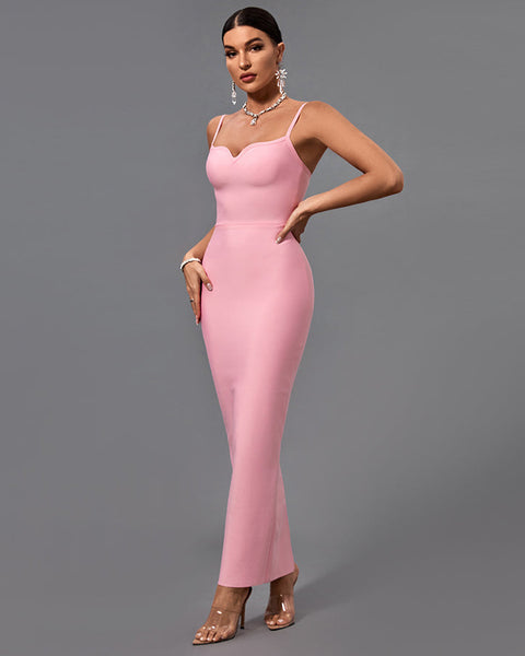 Strappy Sleeveless Plain Maxi Bandage Dress - Opulent Empire