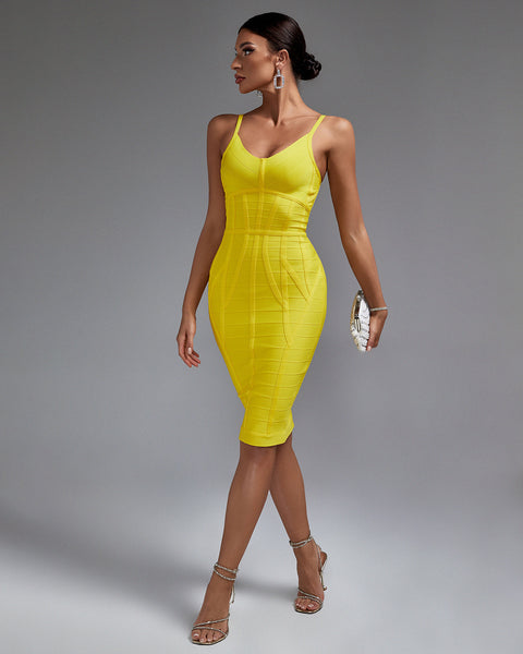 Chic Strappy Backless Bandage Dress with Striped Accents - Opulent Empire