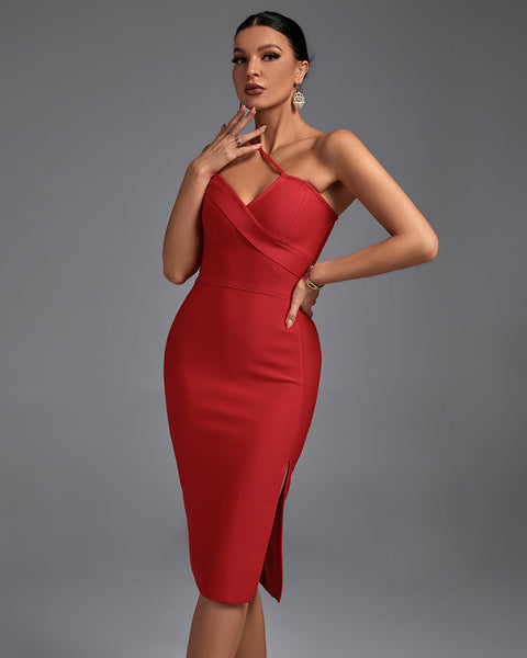 Sleeveless Asymmetrical Slit Bandage Dress - Opulent Empire